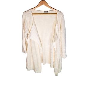 Lux White Chunky Large-Knit Ribbed Open Cardigan Sweater Oversize Fit